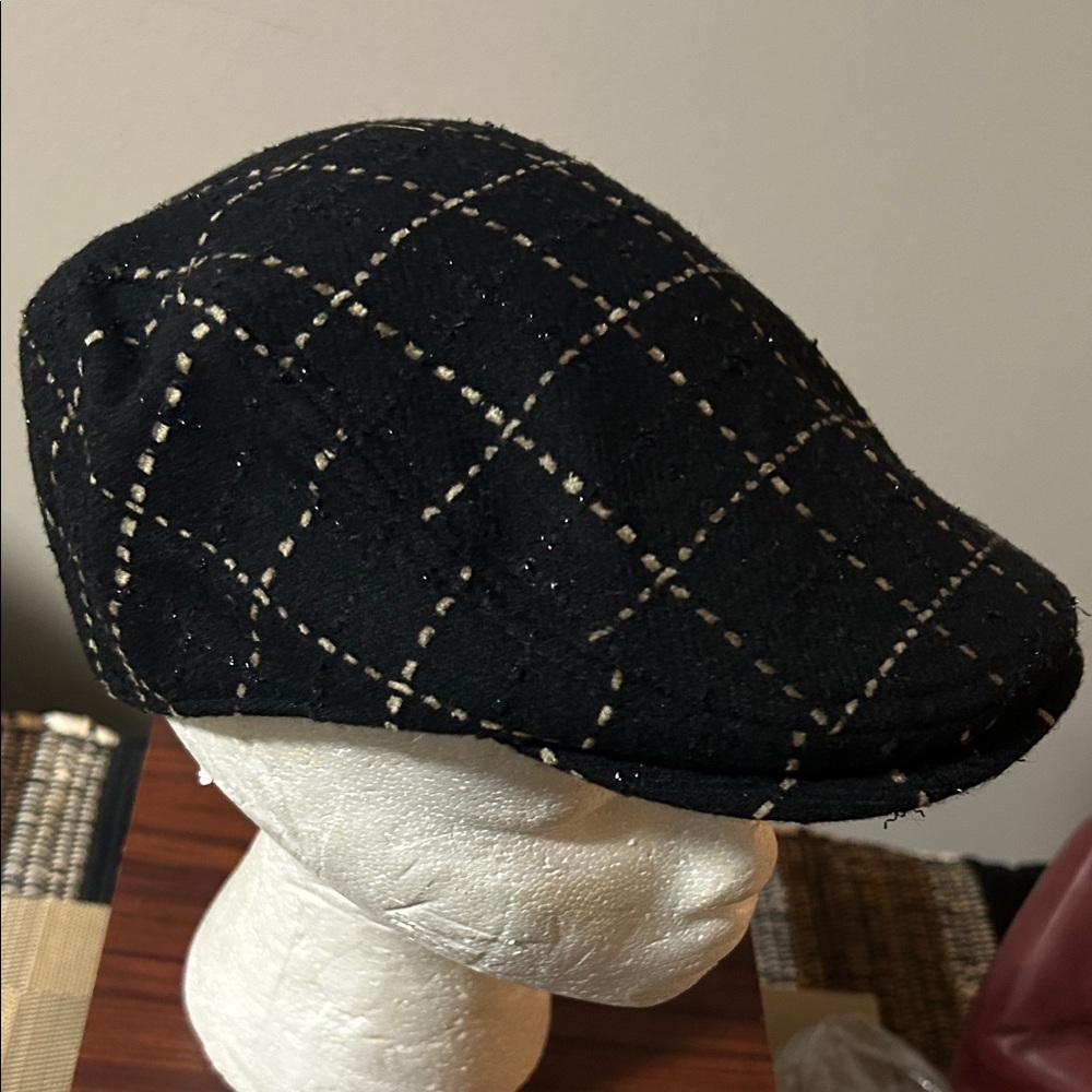 Black Checkered Flat Cap